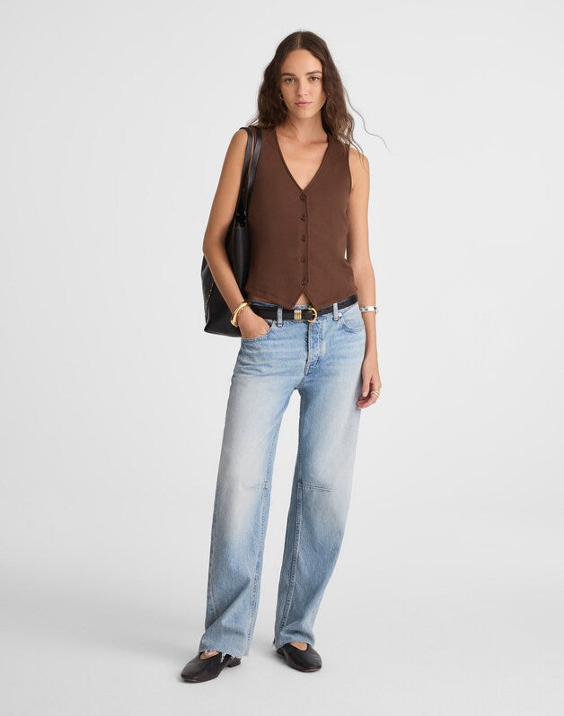 Ribbed V-Neck Vest ROASTED CHICORY