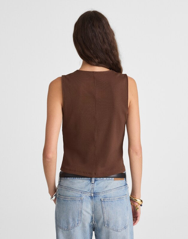 Ribbed V-Neck Vest ROASTED CHICORY