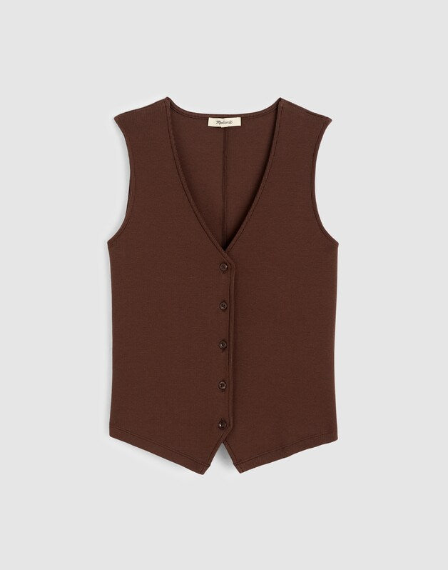 Ribbed V-Neck Vest ROASTED CHICORY