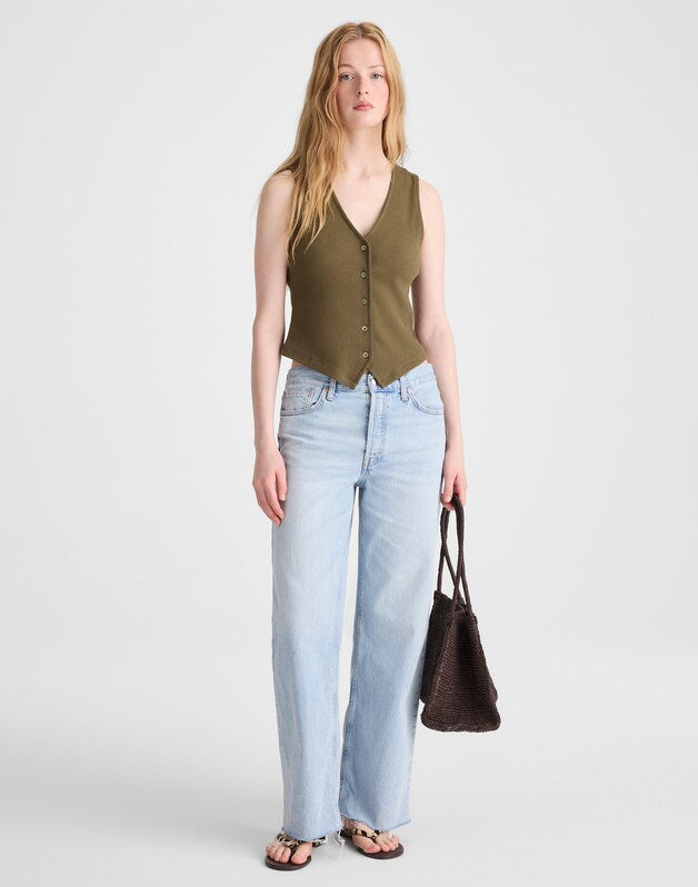 Ribbed V-Neck Vest FADED IVY