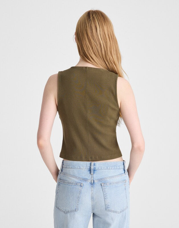 Ribbed V-Neck Vest FADED IVY