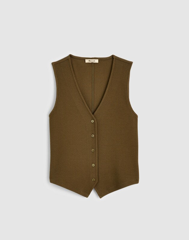 Ribbed V-Neck Vest FADED IVY