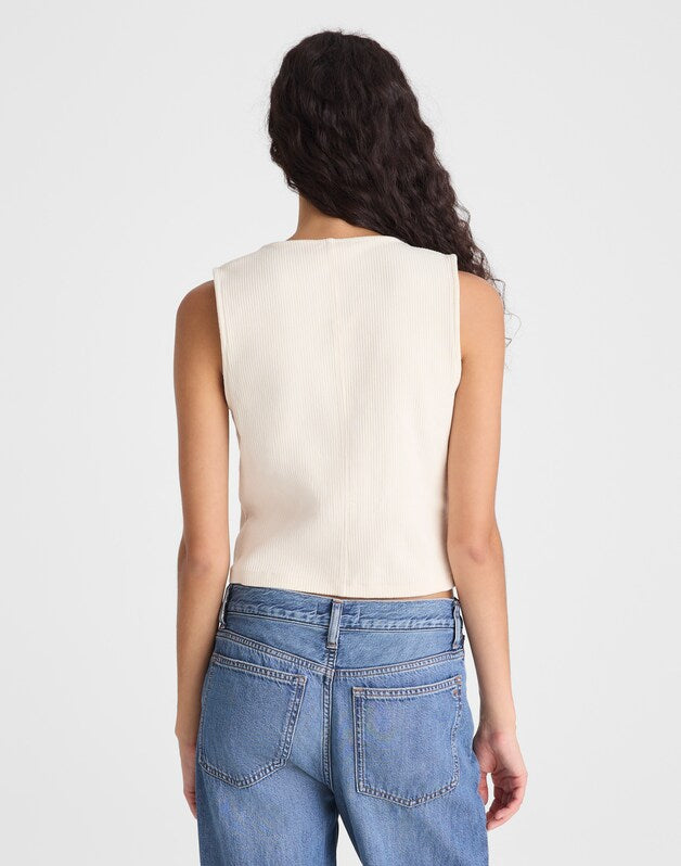 Ribbed V-Neck Vest VINTAGE IVORY