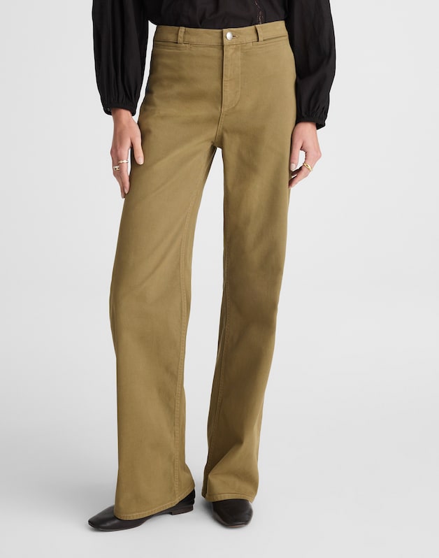 The Wide-Leg Pant in Twill GREEN KHAKI