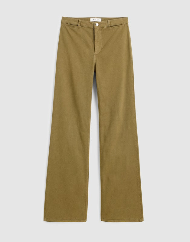 The Petite Wide-Leg Pant in Garment-Dyed Twill GREEN KHAKI