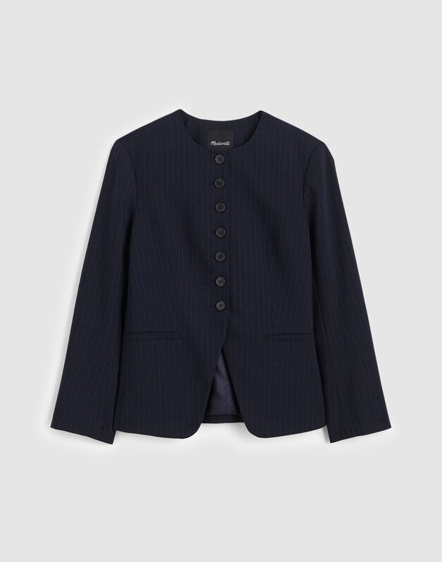 The Nolita Cutaway Blazer in Pinstripe DARK NAVY STRIPE