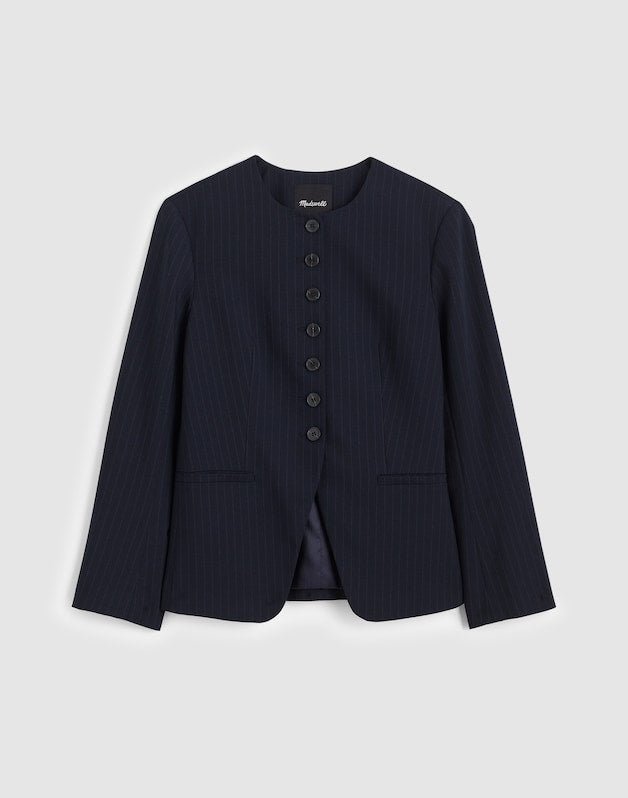 The Nolita Cutaway Blazer in Pinstripe DARK NAVY STRIPE