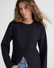 The Nolita Cutaway Blazer in Pinstripe DARK NAVY STRIPE