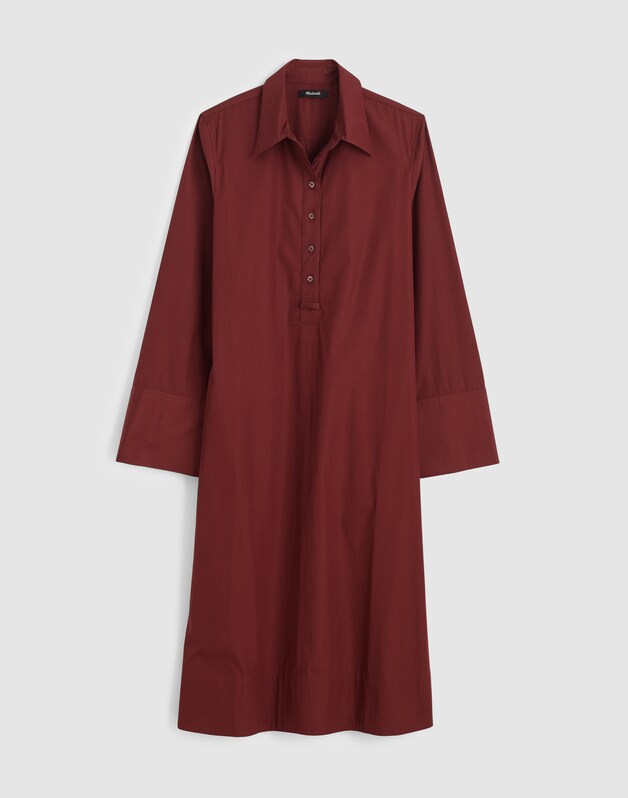 Poplin Long-Sleeved Shirtdress CHOCOLATE RAISIN