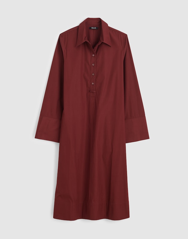 Poplin Long-Sleeved Shirtdress CHOCOLATE RAISIN