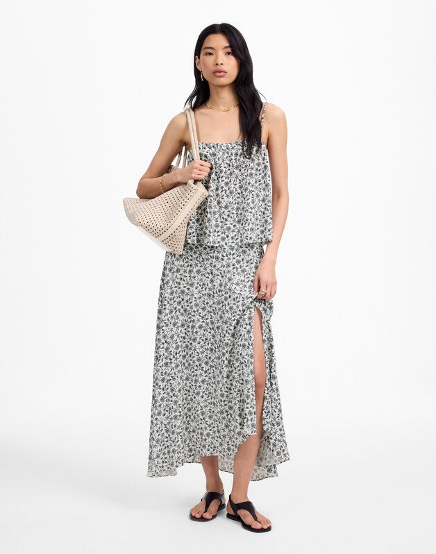 Midi Slip Skirt in Floral ELOISE FLORAL  IVORY
