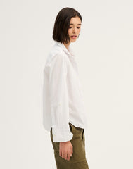 Oxford Easy Y-Neck Button-Up Shirt WHITE