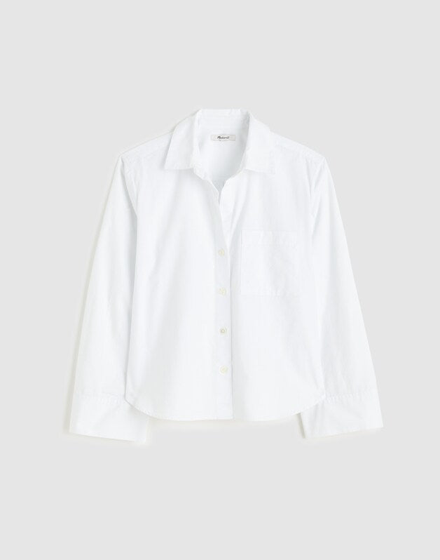 Oxford Easy Y-Neck Button-Up Shirt WHITE