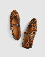 The Remy Mary Jane Flat in Haircalf CARAMEL MULTI