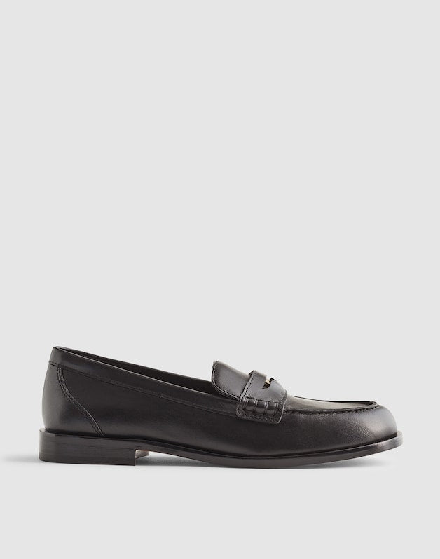 The Grayson Penny Loafer in Leather TRUE BLACK