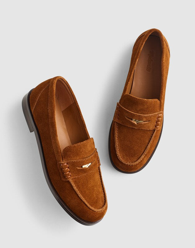 The Grayson Penny Loafer in Suede RUSSET
