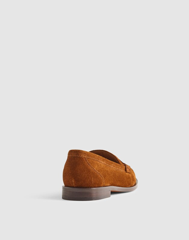 The Grayson Penny Loafer in Suede RUSSET