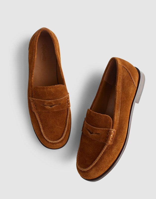 The Grayson Penny Loafer in Suede RUSSET
