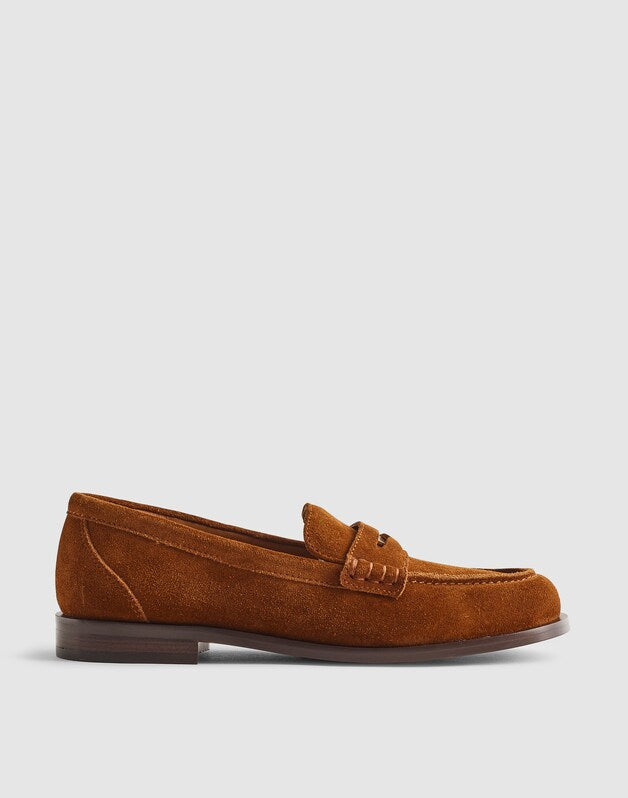 The Grayson Penny Loafer in Suede RUSSET
