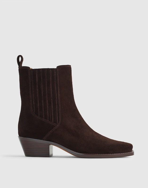 The Ingrid Chelsea Boot in Suede DARK CAROB
