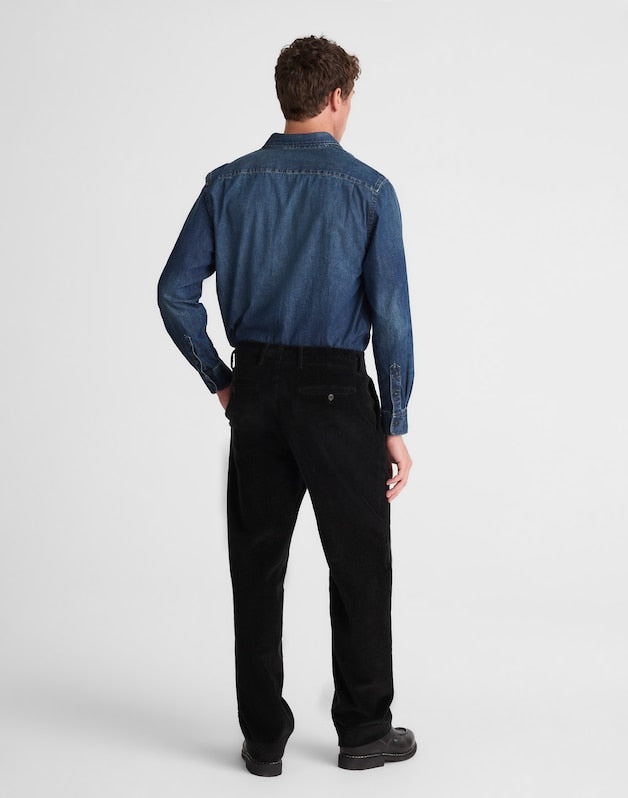 Pleated Trousers in Corduroy WASHED BLACK