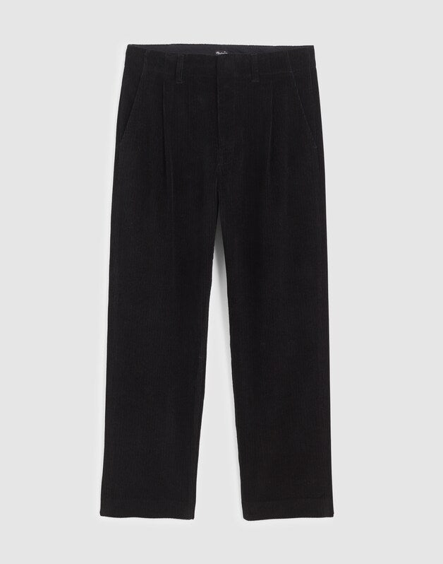 Pleated Trousers in Corduroy WASHED BLACK