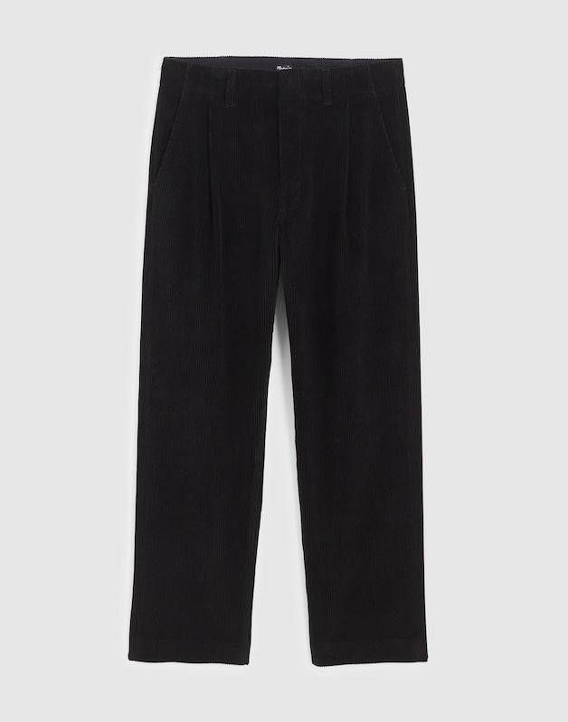 Pleated Trousers in Corduroy WASHED BLACK