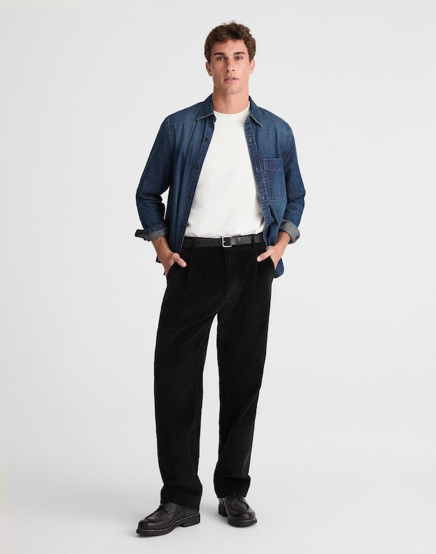 Pleated Trousers in Corduroy WASHED BLACK