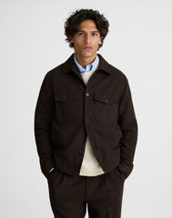 Patch-Pocket Shirt-Jacket in Wool Blend CHOCOLATE