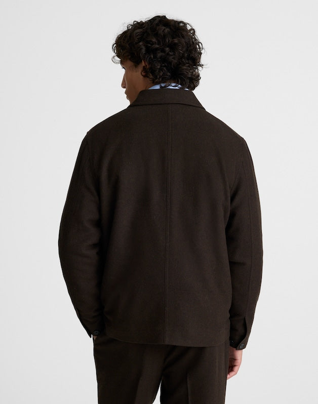 Patch-Pocket Shirt-Jacket in Wool Blend CHOCOLATE