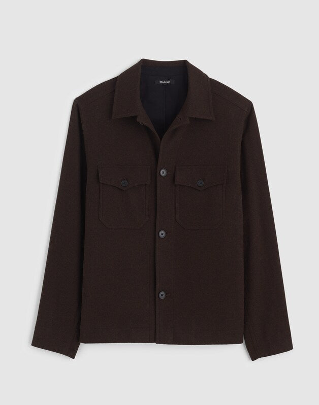 Patch-Pocket Shirt-Jacket in Wool Blend CHOCOLATE