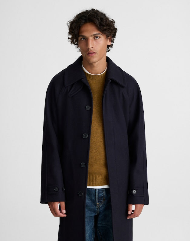 Officer Coat in Italian Melton Wool Blend DARK NAVY
