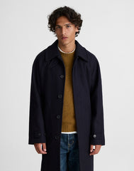 Officer Coat in Italian Melton Wool Blend DARK NAVY