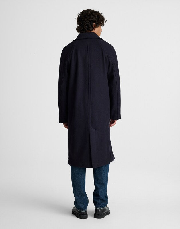 Officer Coat in Italian Melton Wool Blend DARK NAVY