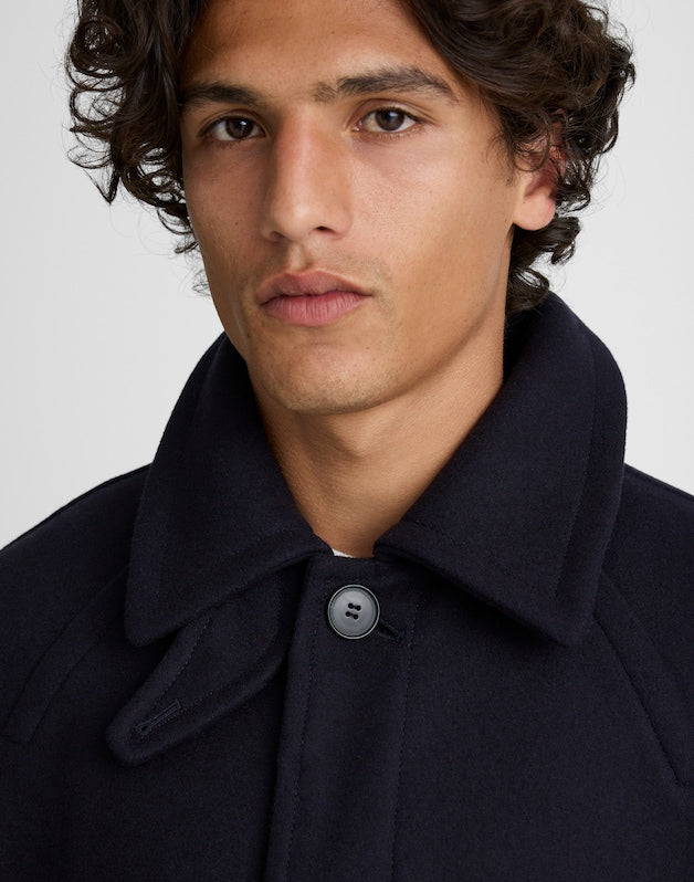 Officer Coat in Italian Melton Wool Blend DARK NAVY