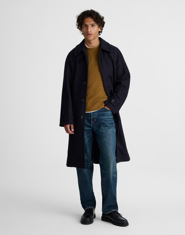 Officer Coat in Italian Melton Wool Blend DARK NAVY