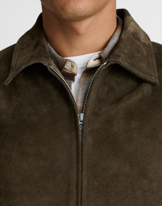 Zip-Front Jacket in Suede EXPEDITION GREEN