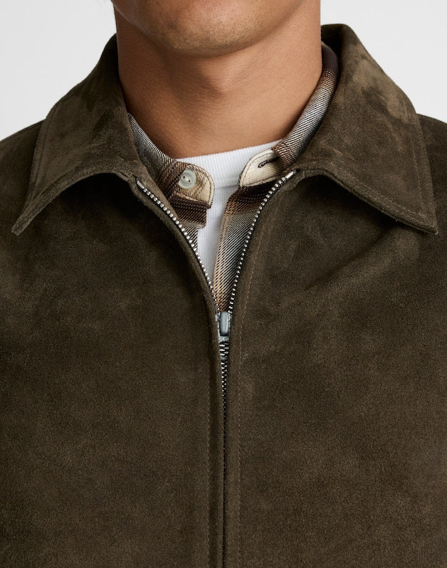 Zip-Front Jacket in Suede EXPEDITION GREEN