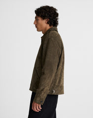 Zip-Front Jacket in Suede EXPEDITION GREEN