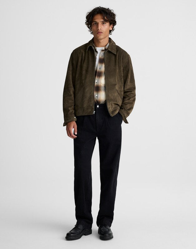 Zip-Front Jacket in Suede EXPEDITION GREEN