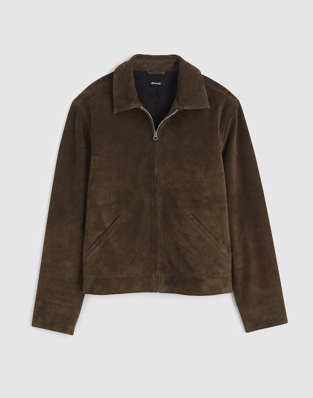 Zip-Front Jacket in Suede EXPEDITION GREEN