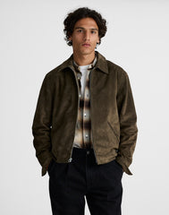 Zip-Front Jacket in Suede EXPEDITION GREEN
