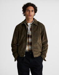 Zip-Front Jacket in Suede EXPEDITION GREEN