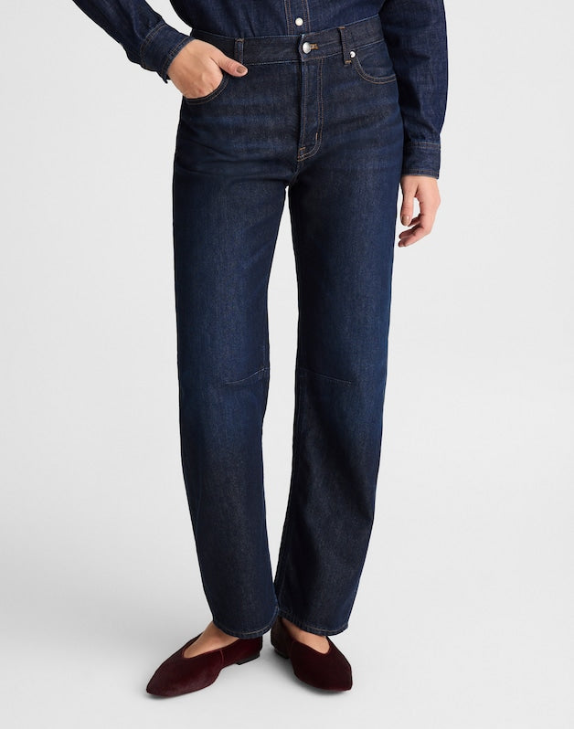 The Petite Darted Barrel-Leg Jean in SoftDrape FOUNDRY WASH