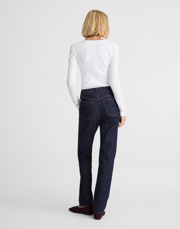 The Petite Longline Straight Jean in Rinse Wash RINSE WASH