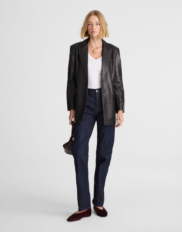 The Petite Longline Straight Jean in Rinse Wash RINSE WASH