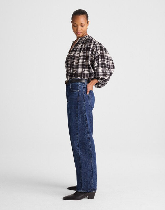 Curvy Pieced Barrel-Leg Jeans in McKinney Wash MCKINNEY WASH
