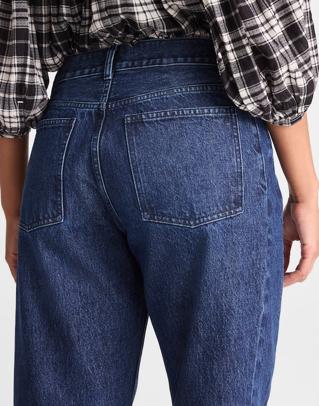 Curvy Pieced Barrel-Leg Jeans in McKinney Wash MCKINNEY WASH