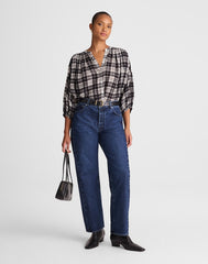 Tall Curvy Pieced Barrel-Leg Jeans in McKinney Wash MCKINNEY WASH