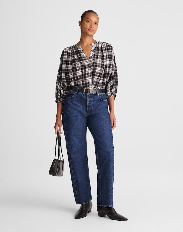 Petite Curvy Pieced Barrel-Leg Jeans in McKinney Wash MCKINNEY WASH